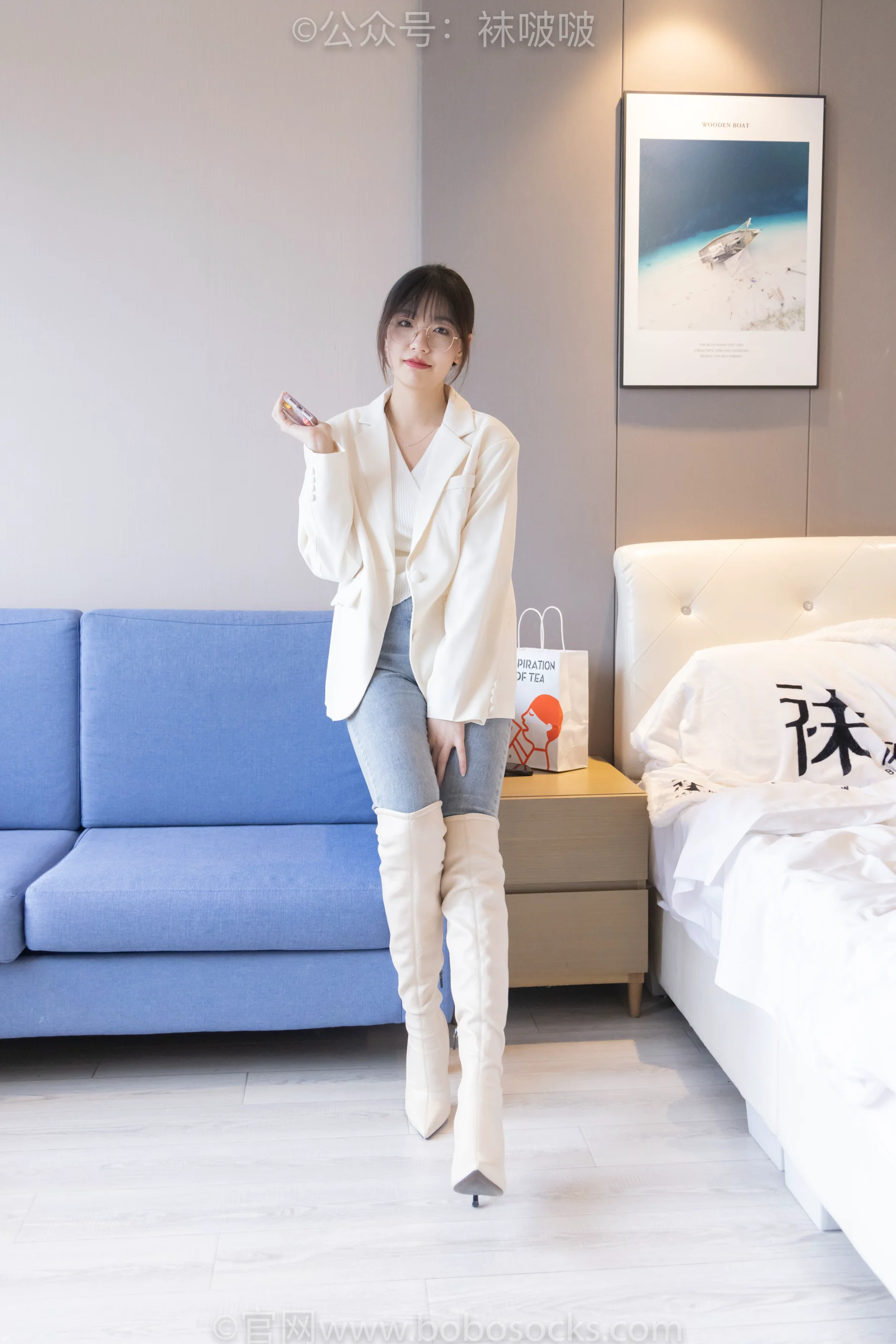 [BoBoSocks袜啵啵] No.050 小甜豆 – 高跟长靴、白棉袜 - 爱照片