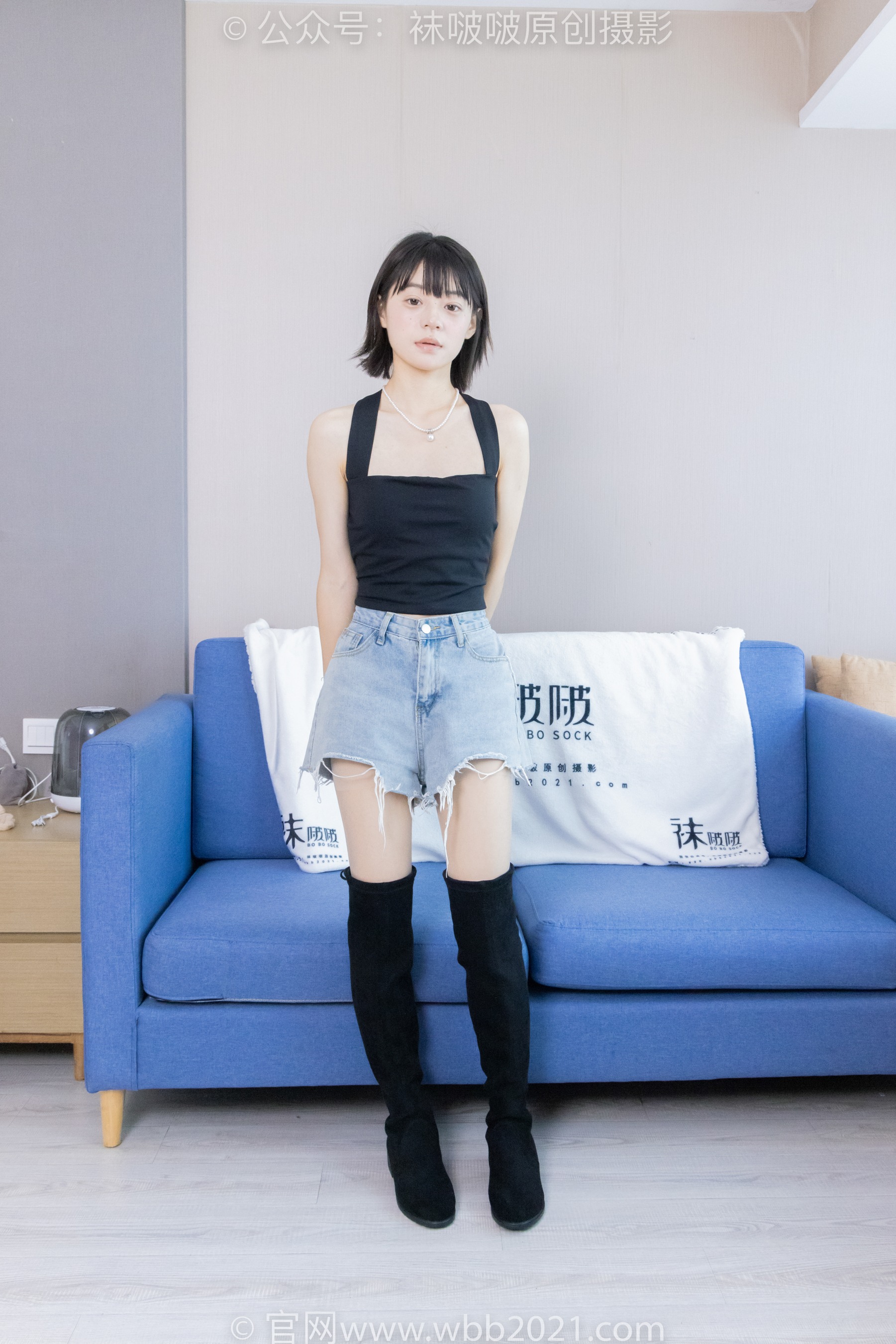 [BoBoSocks袜啵啵] No.422 糯米 – 长靴、白棉袜、肉丝（脚尖加固款）（花絮版） - 爱照片