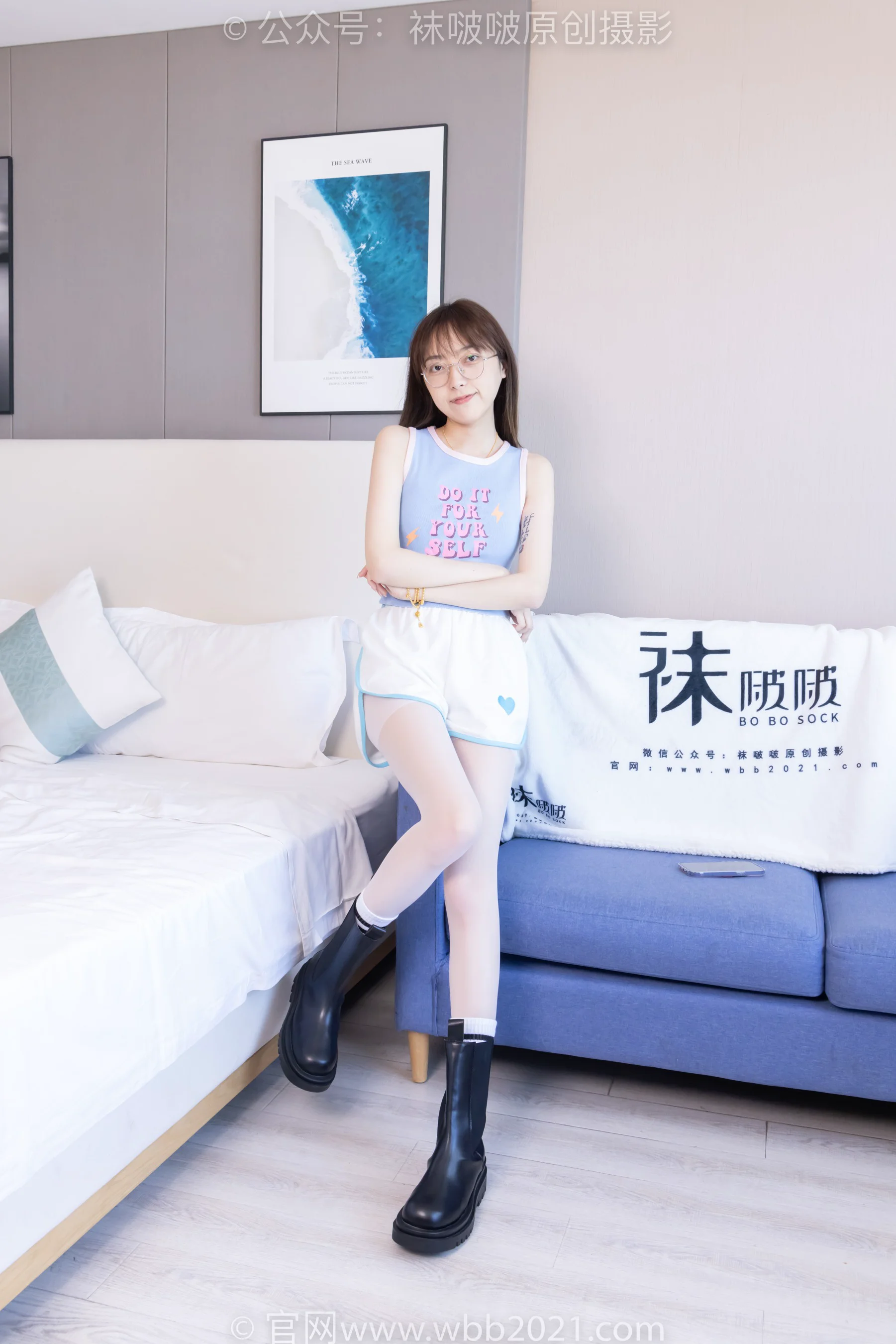 [BoBoSocks袜啵啵] No.479 稚予 – 短靴、长筒白棉袜、白丝（花絮版） - 爱照片