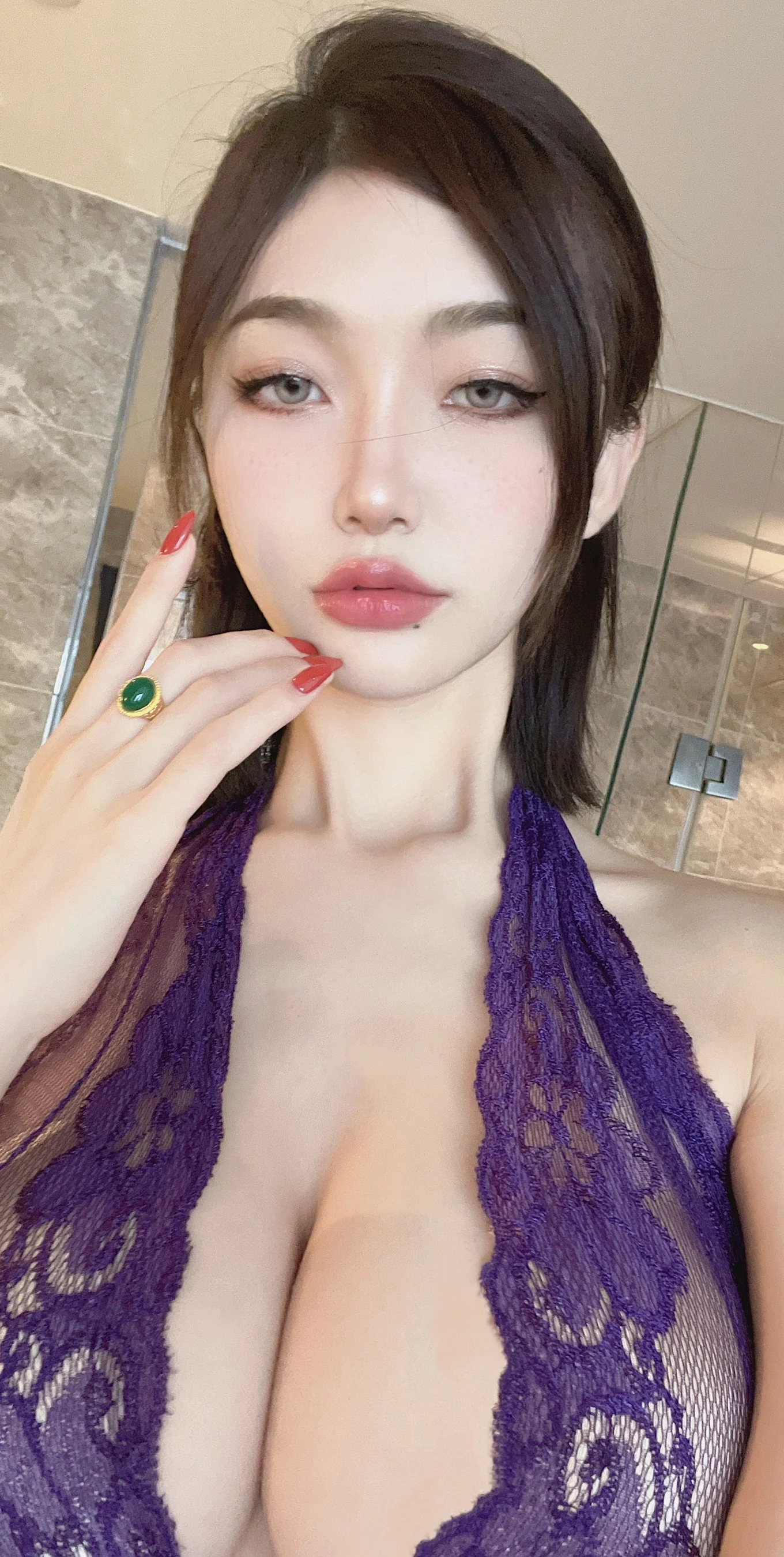 脸红Dearie – 007 紫色情趣连体衣 - 爱照片