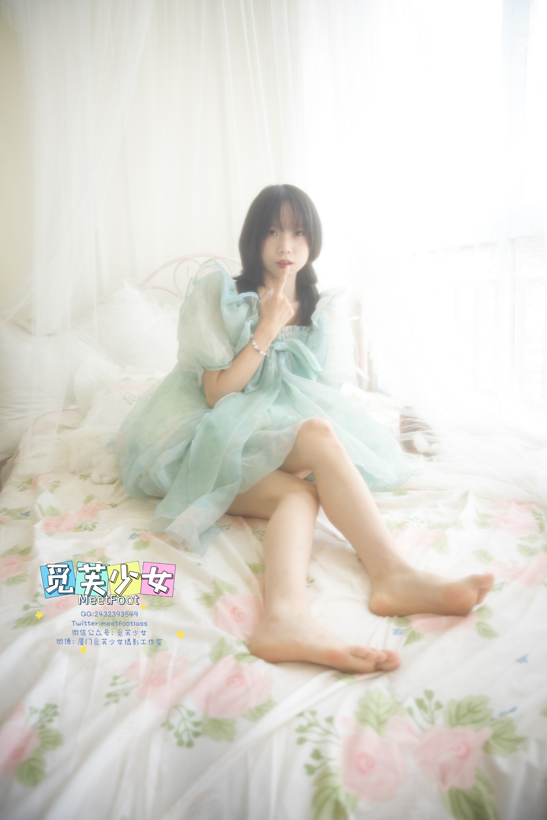 觅芙少女 NO.033 小婉-一袭蓝色纱裙构筑今晚浪漫的梦境 - 爱照片