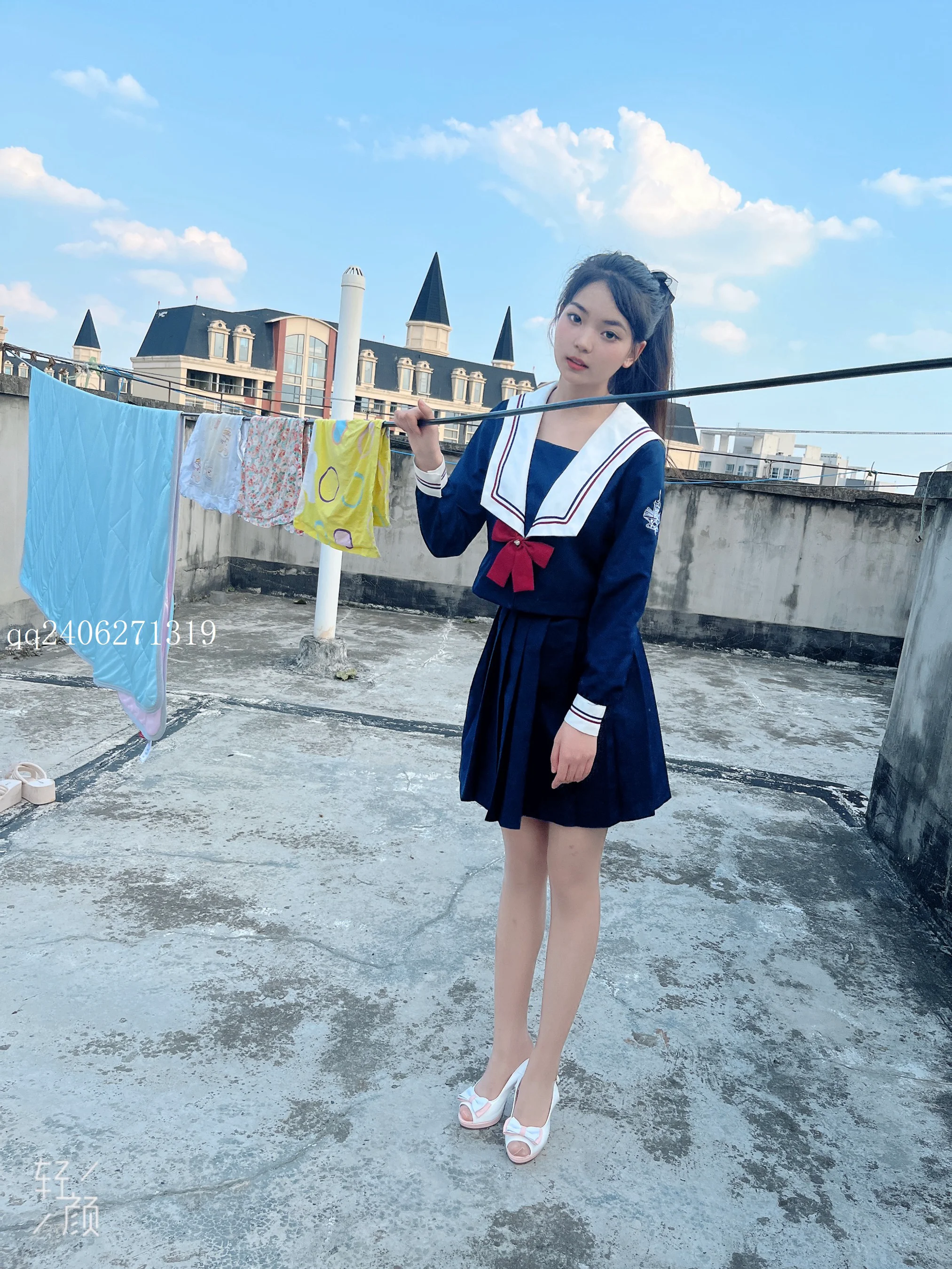 [MSLASS梦丝女神] No.182 JK蓝 张馨 - 爱照片