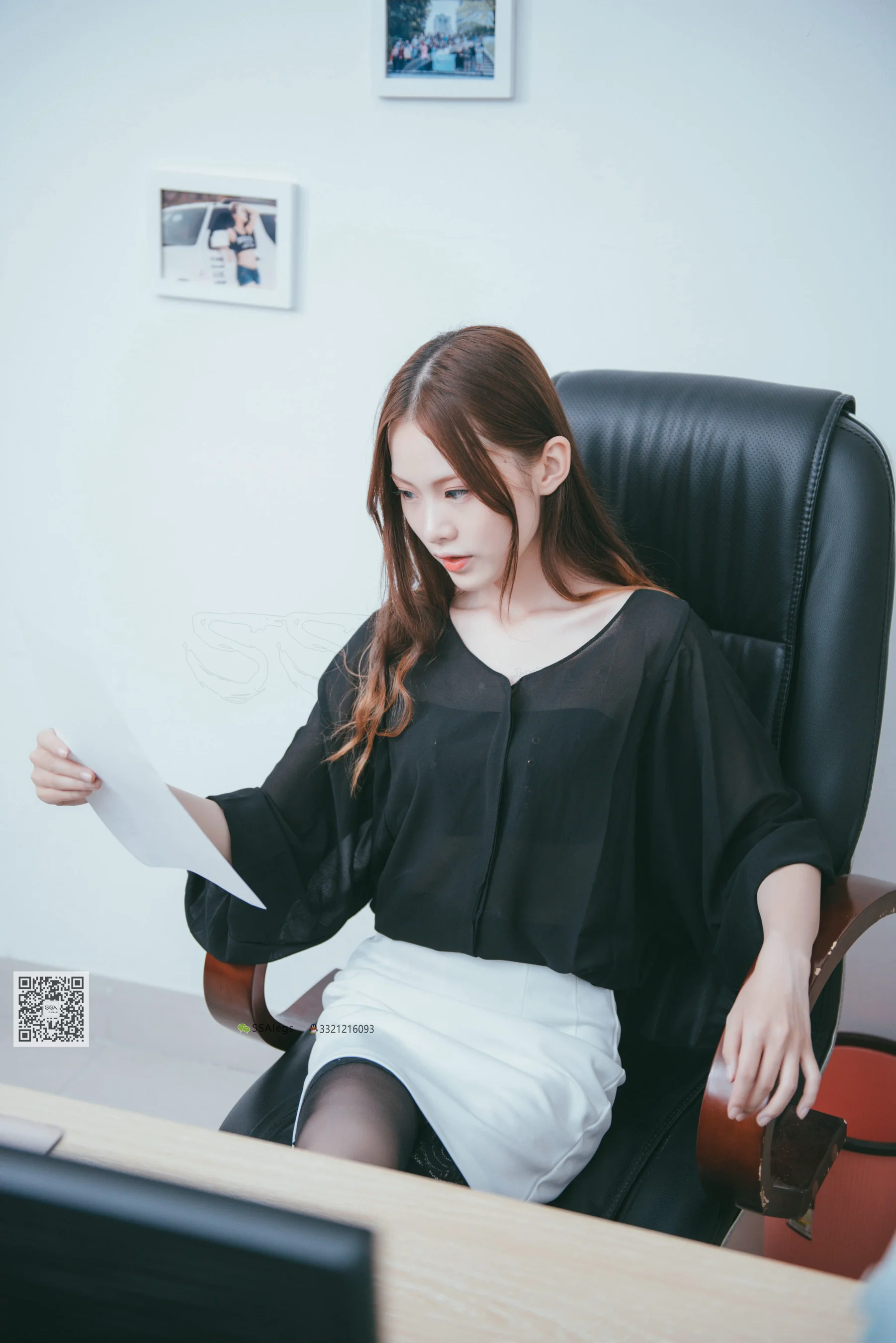 [SSA丝社] No.001 佚名 – 办公室职业装《绫》长筒黑丝 - 爱照片