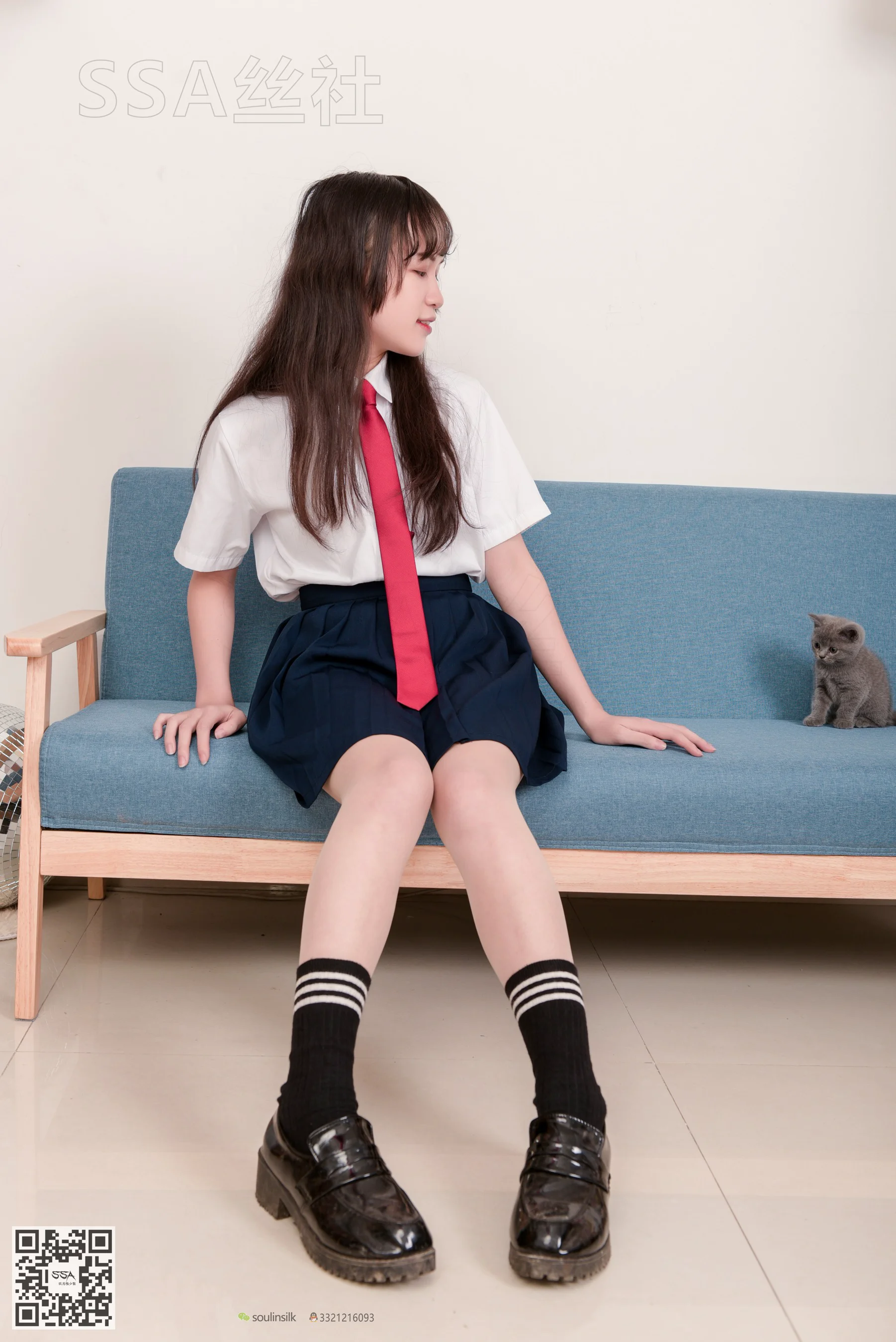 [SSA丝社] No.141 丹丹 – JK制服黑色半膝袜肉丝 - 爱照片