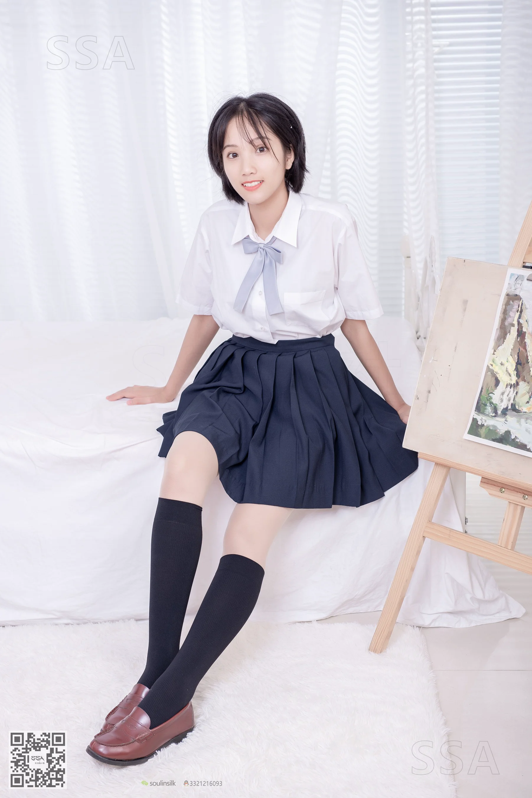 [SSA丝社] No.181 小佩 – 酒窝少女JK制服肉丝黑袜穿搭示范 - 爱照片