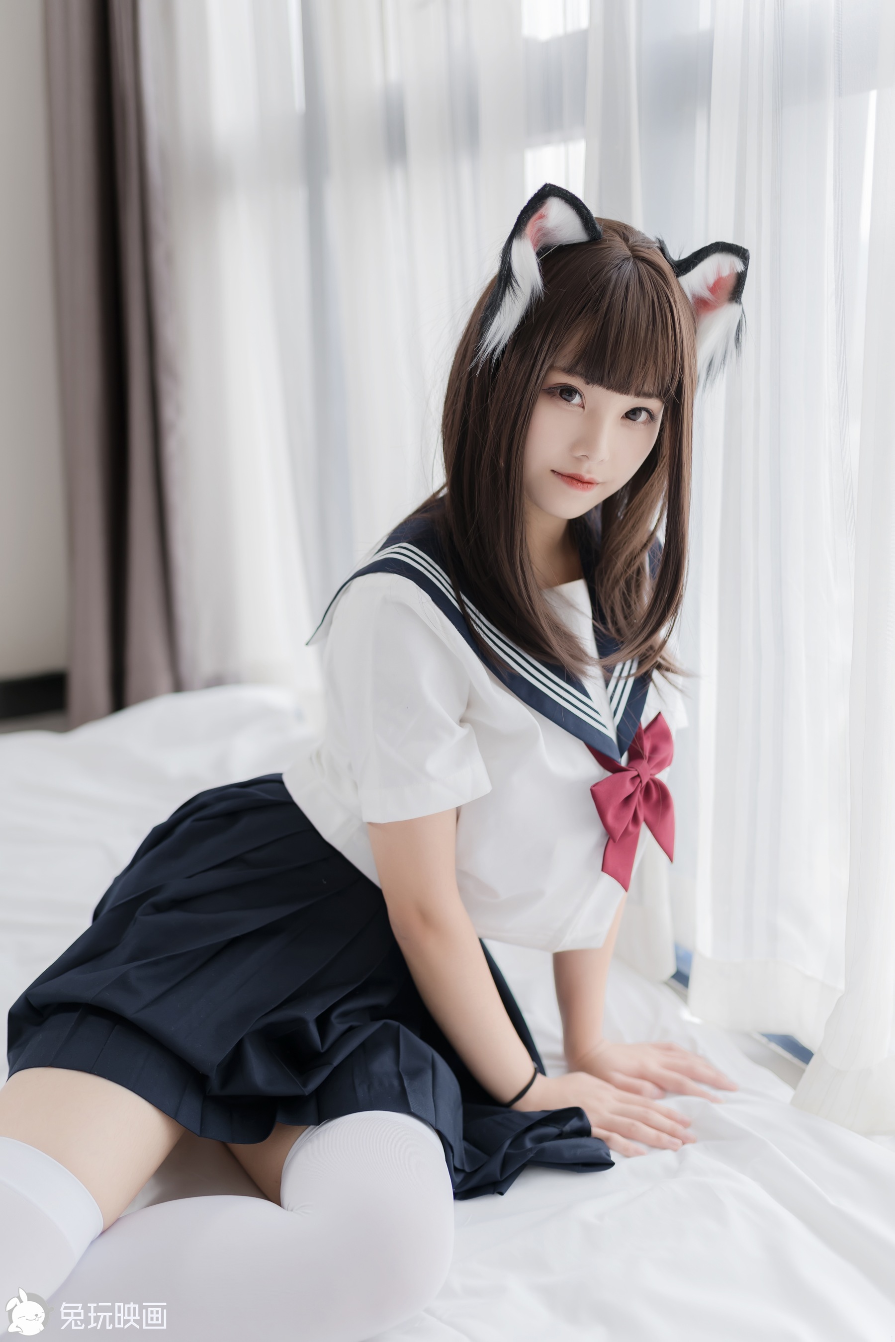 [兔玩映画] 夏日泳装 Vol.027 猫耳JK - 爱照片