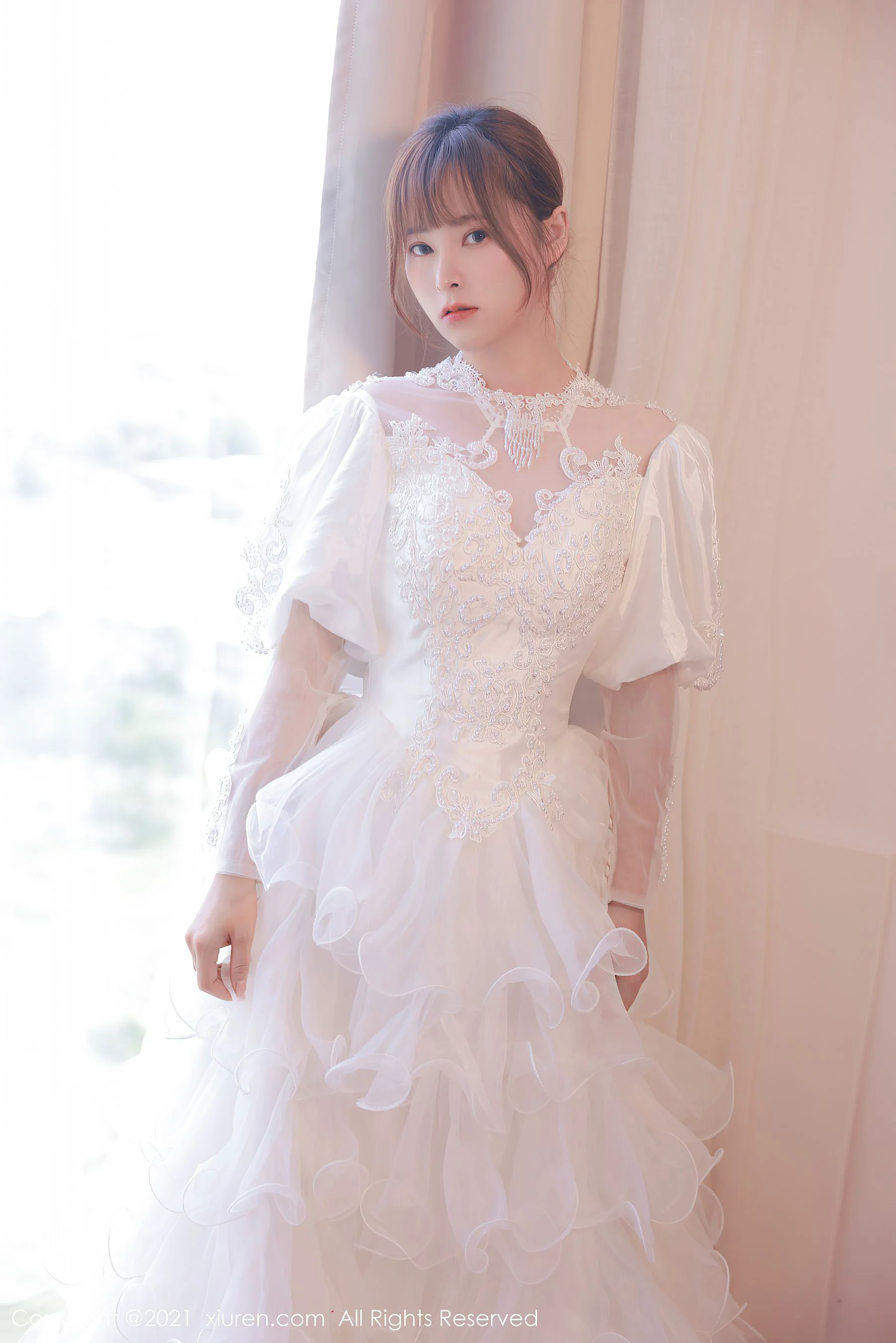 [秀人XIUREN] No.3671 奈沐子 – 唯美动人的白色婚纱系列 - 爱照片