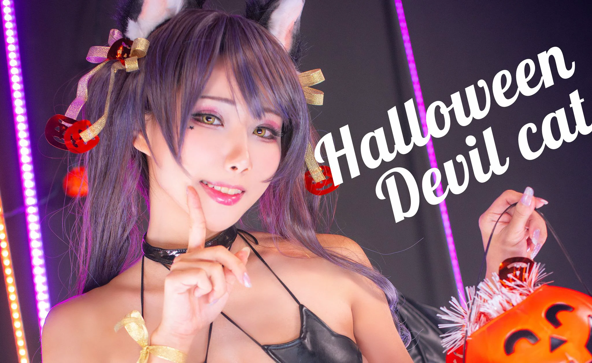 [网红COSER写真] Hane Ame 雨波 – Halloween Devil Cat - 爱照片