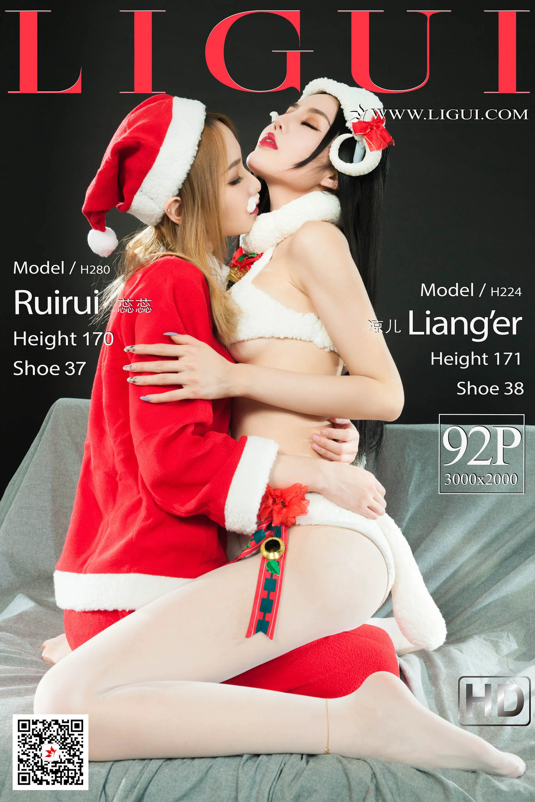 [丽柜Ligui] Model 蕊蕊&凉儿 – 圣诞丝足秀 - 爱照片