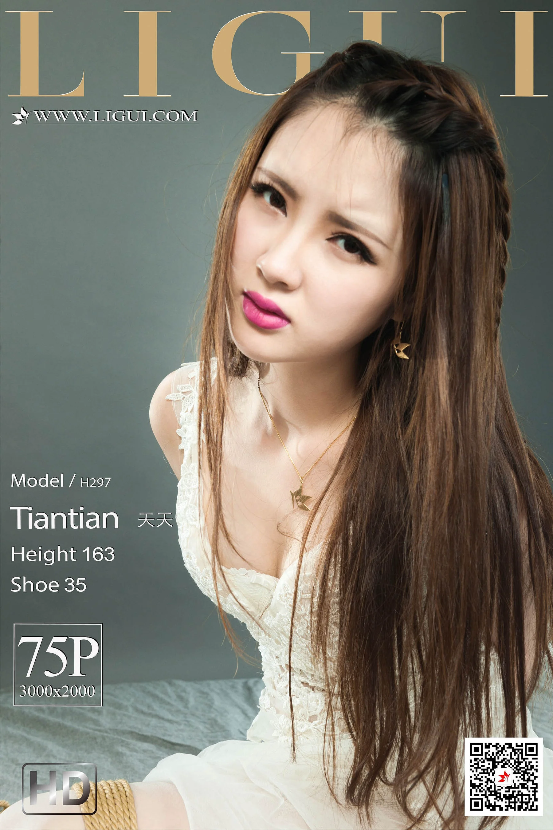 [丽柜Ligui] Model 天天 《蕾丝婚纱美束》 写真集 - 爱照片