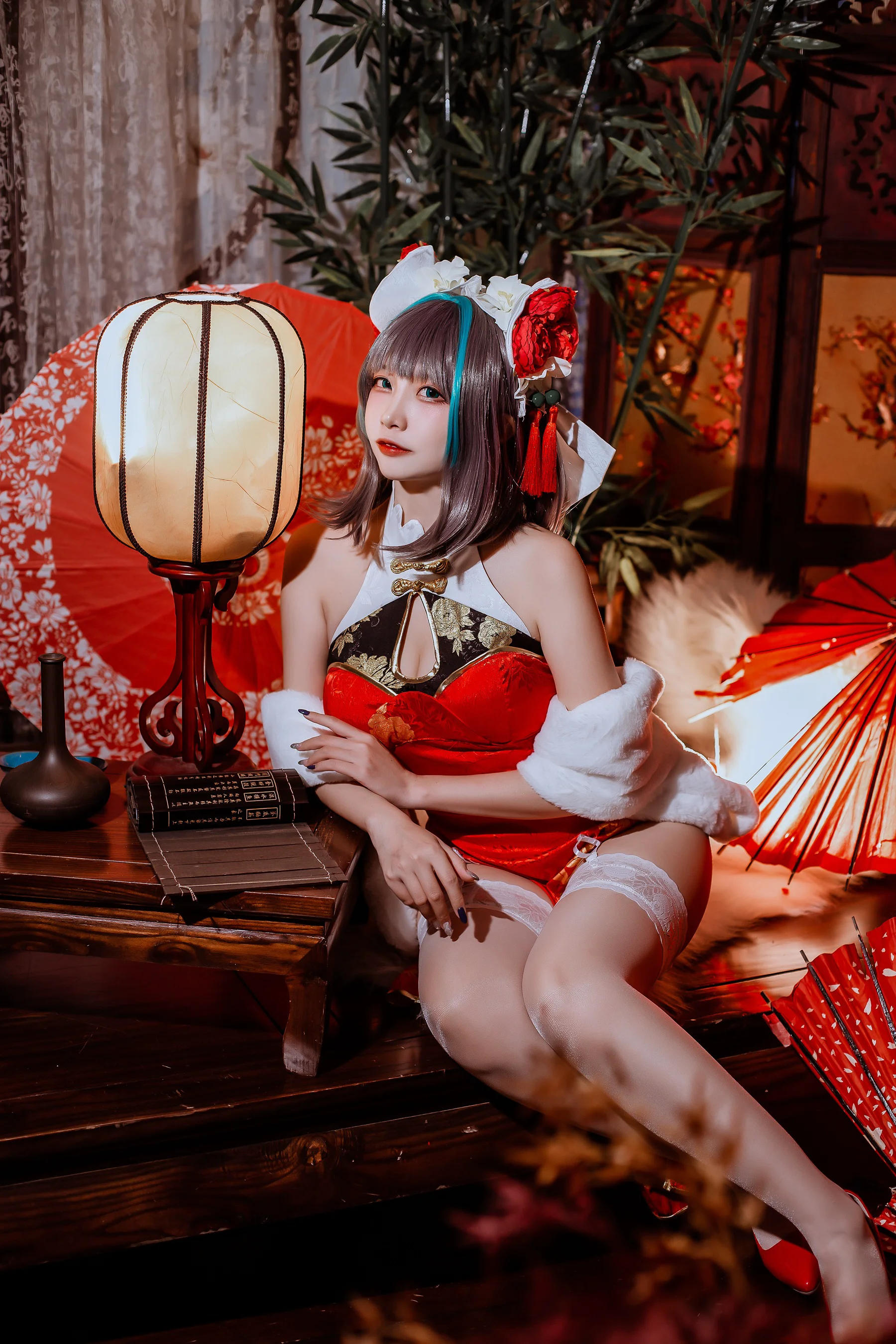 二佐Nisa – 碧蓝柴郡旗袍 - 爱照片