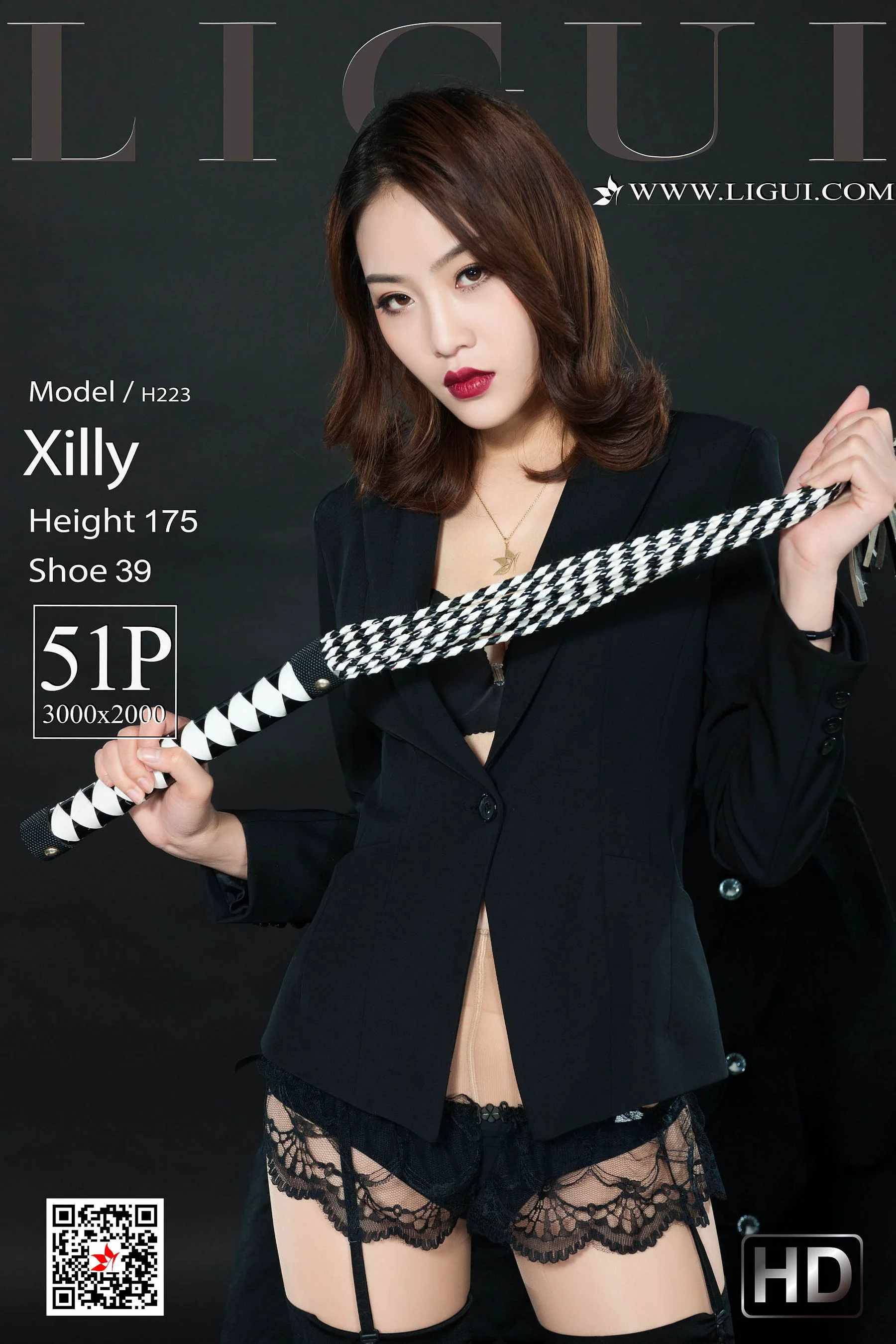腿模Xilly《黑丝皮鞭系列》 [丽柜美束LIGUI] 网络丽人 写真集 - 爱照片