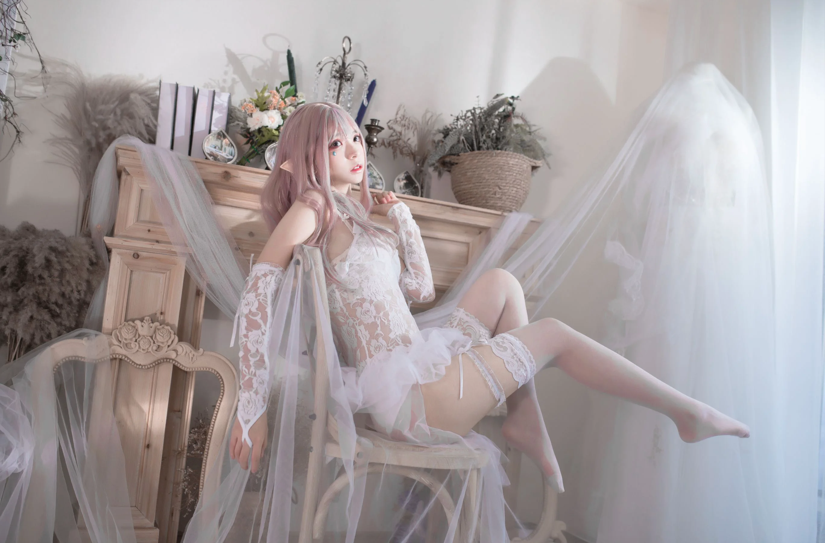 [Cosplay写真] 疯猫ss – 纯白精灵 - 爱照片