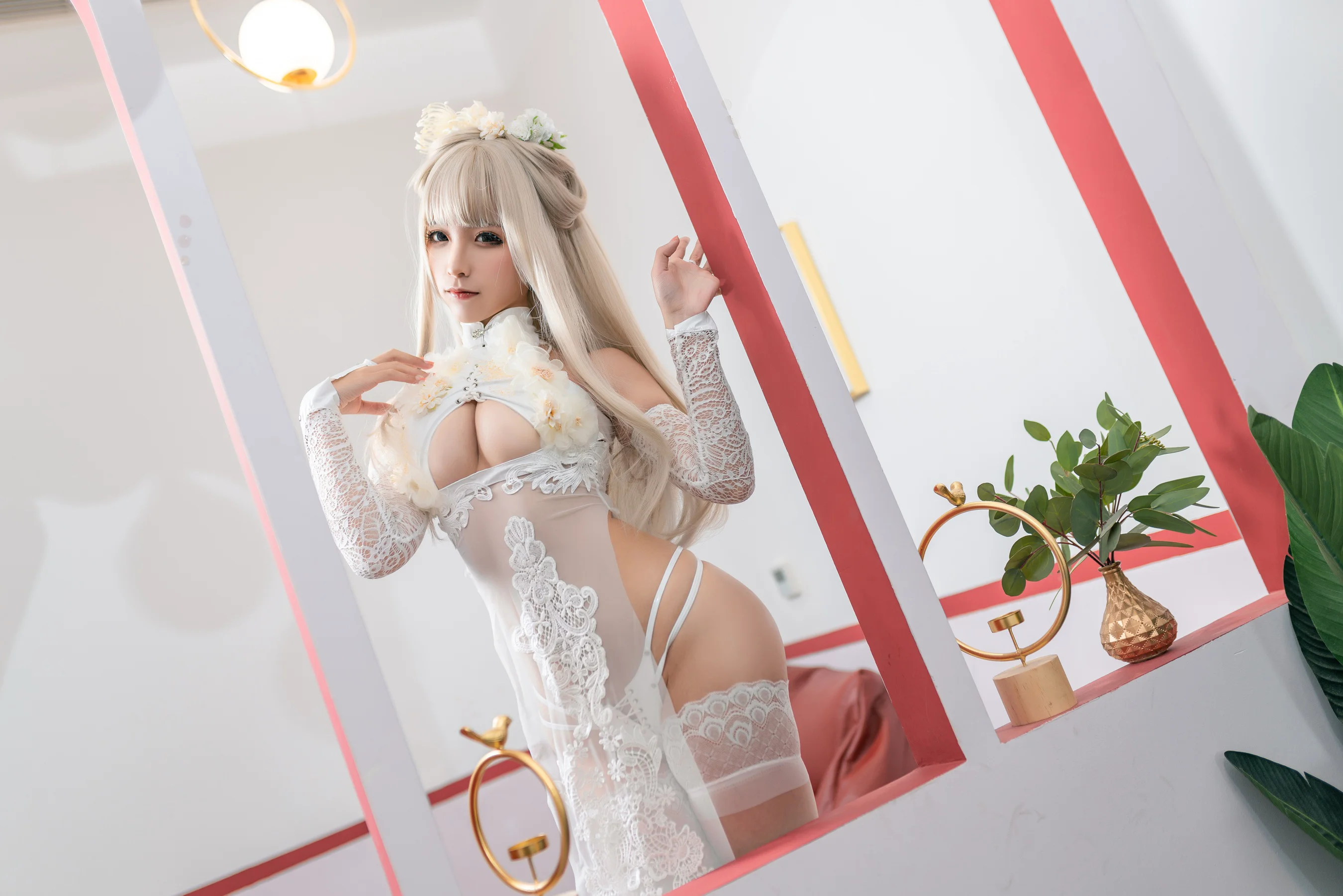 知名Coser@蠢沫沫 沫沫真爱版 歪萌白旗袍 - 爱照片