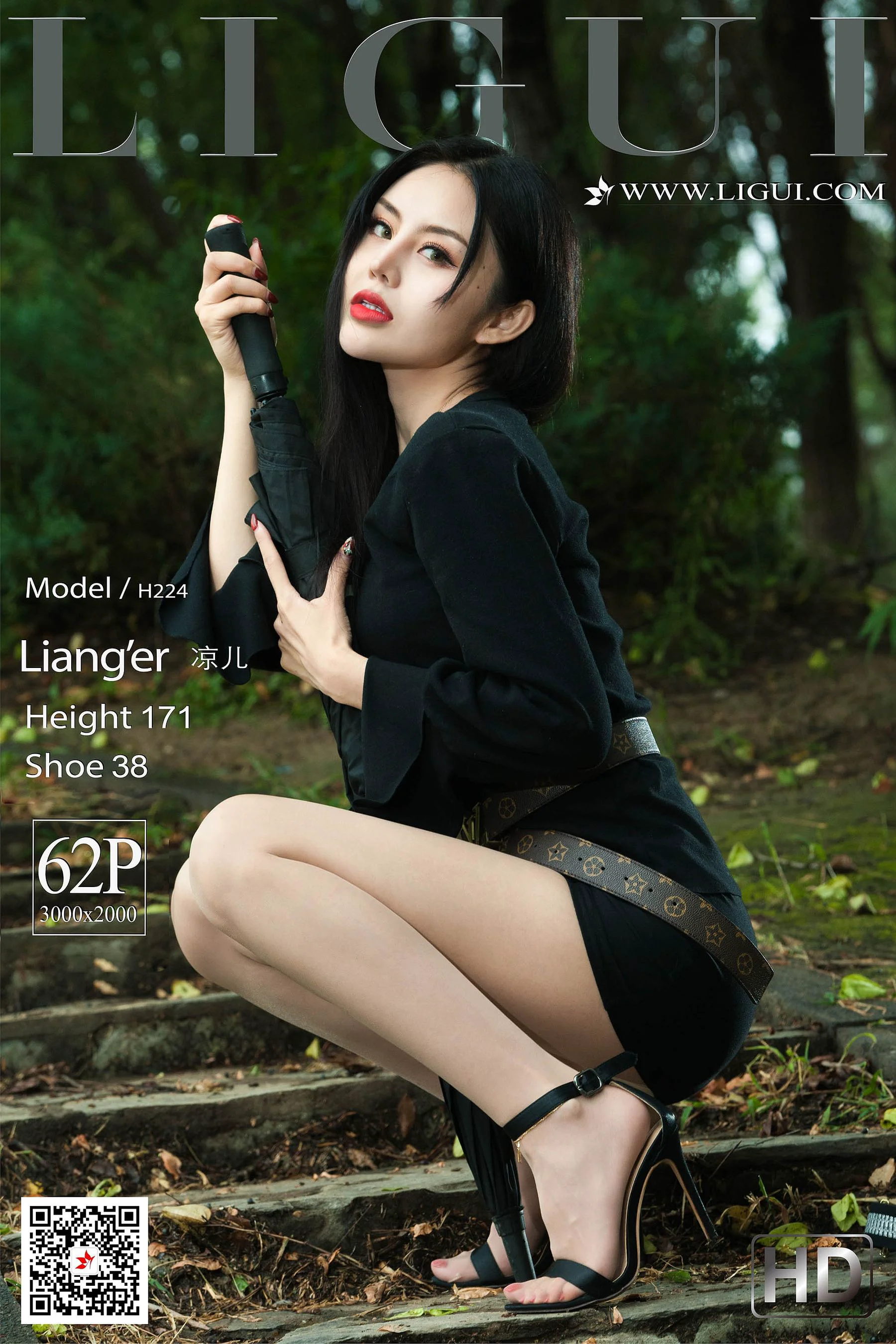 [丽柜Ligui] 凉儿 《黑衣丝袜女郎》 写真集 - 爱照片