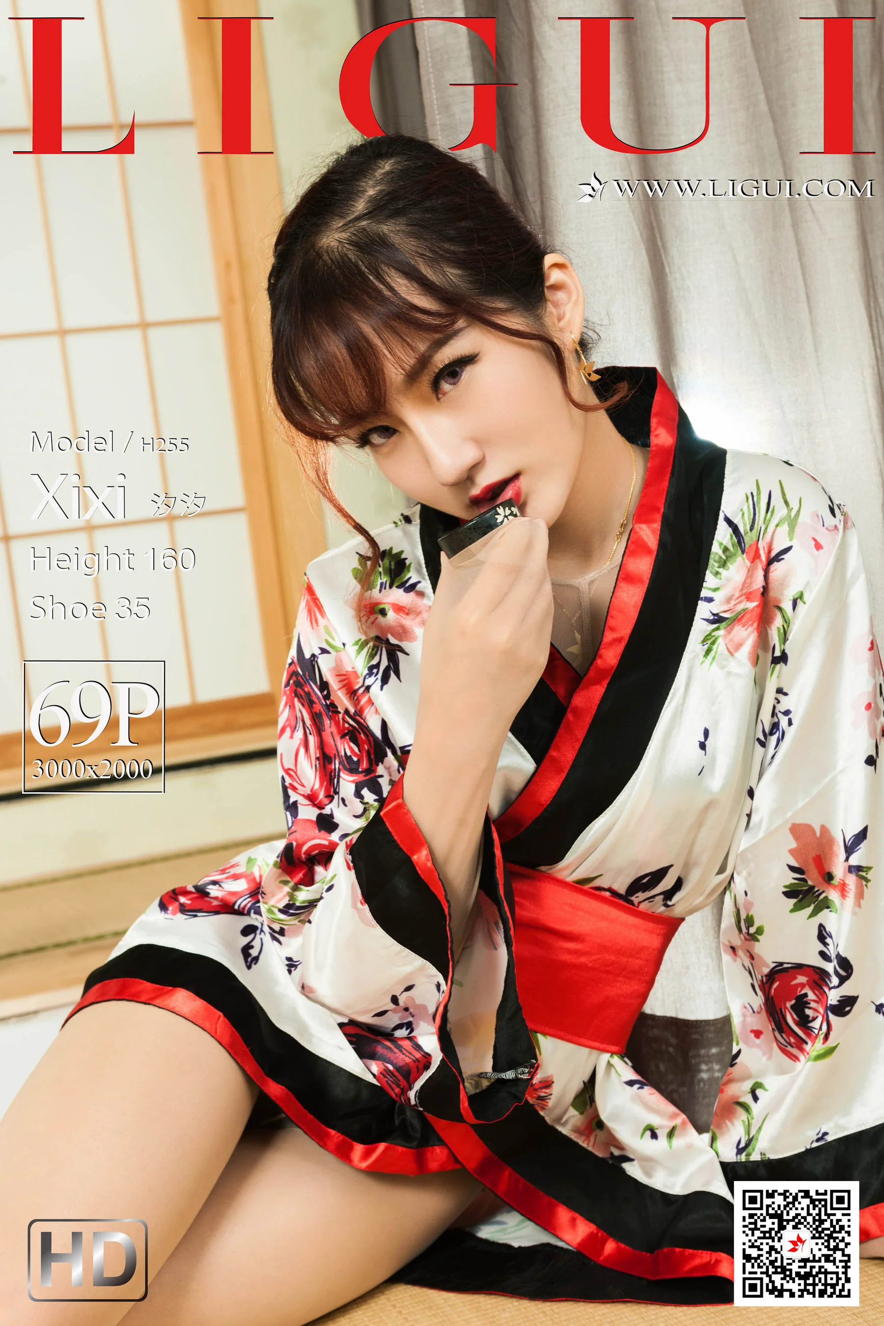 [丽柜Ligui] Model 汐汐 – 和服丝袜美足诱惑 - 爱照片