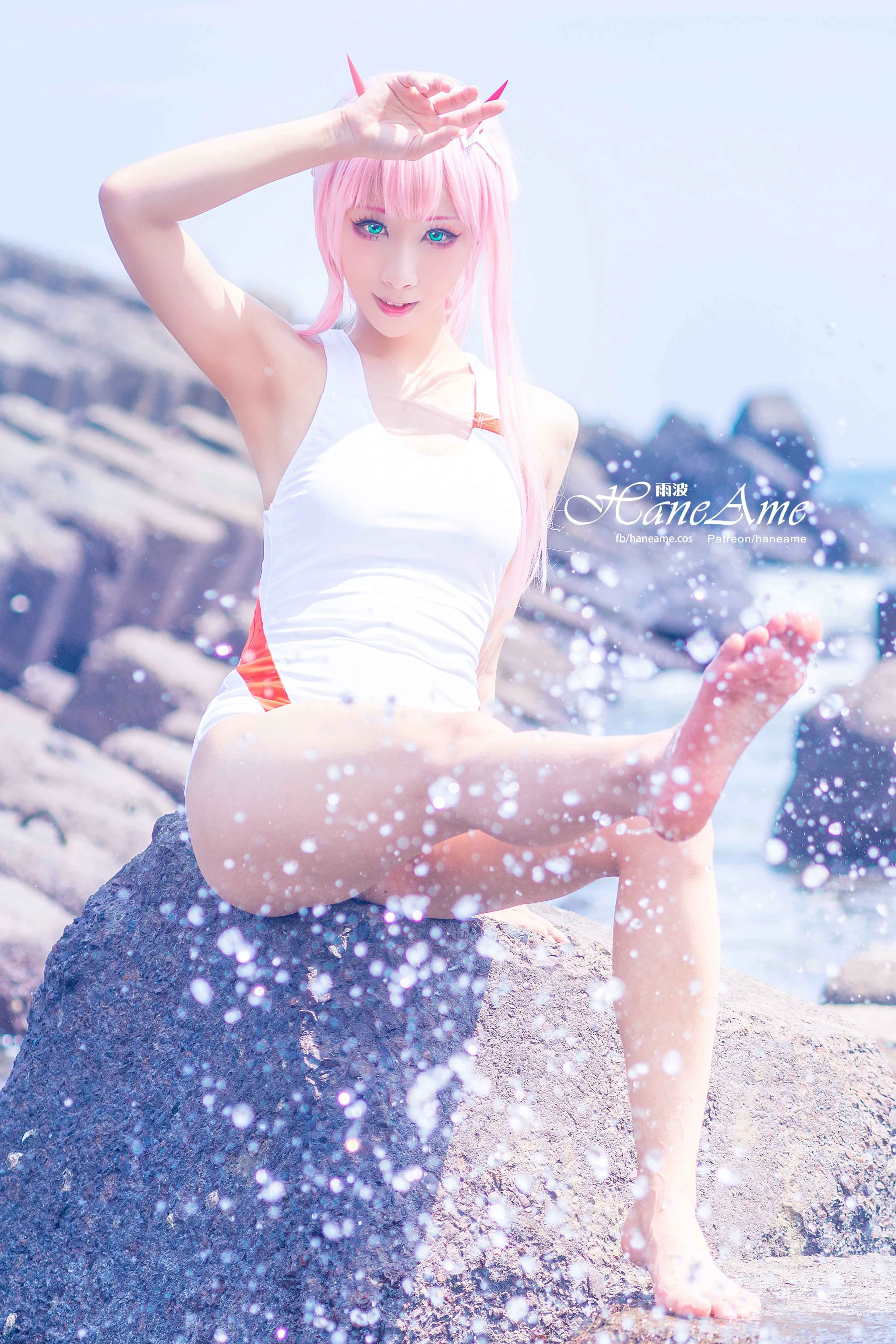 [网红COSER写真] Hane Ame 雨波 – Zero Two 海边死库水 - 爱照片