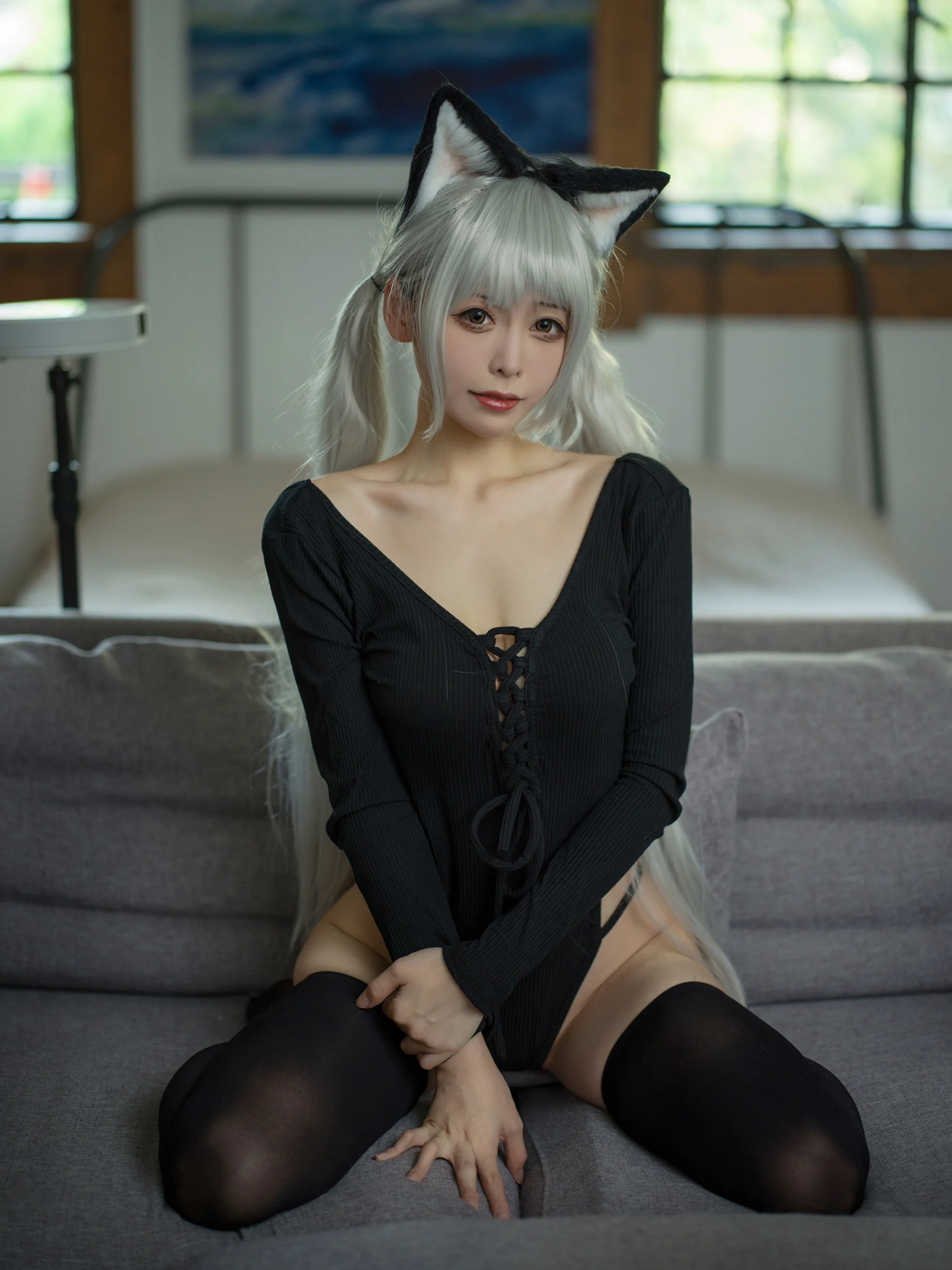 樱岛嗷 – 黑猫针织衫连体衣 - 爱照片