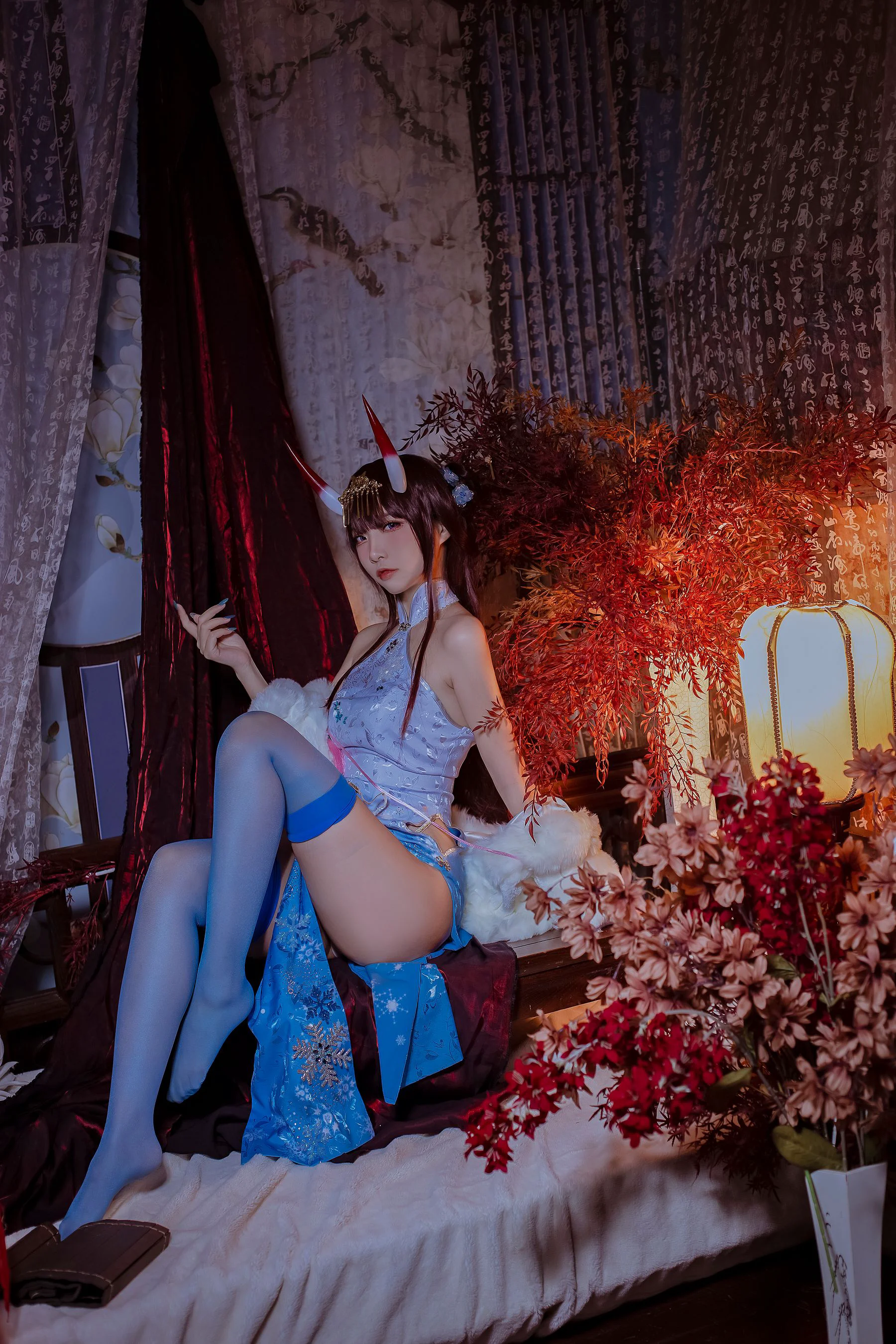 人气Coser二佐Nisa – 碧蓝航线 能代旗袍 写真套图 - 爱照片