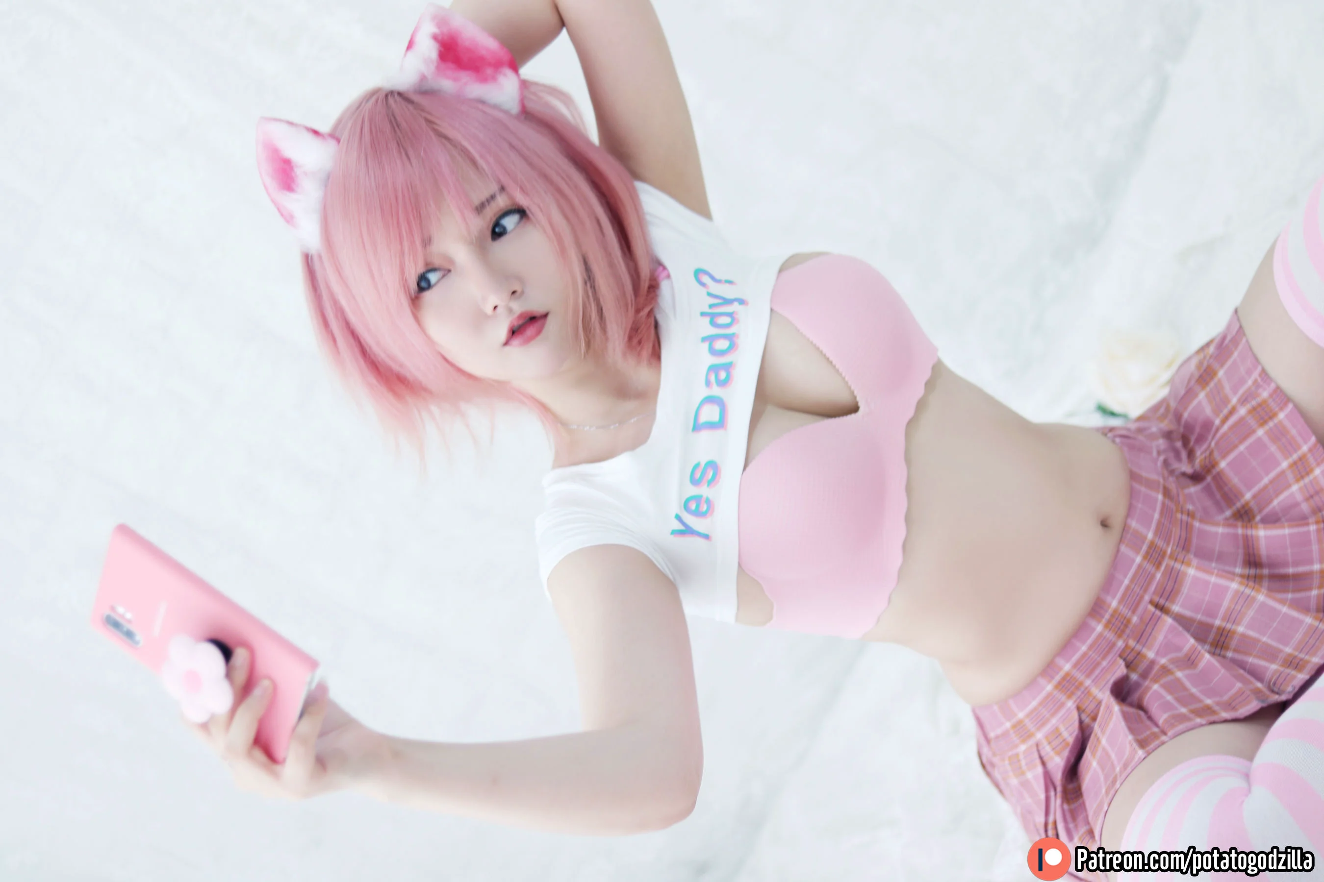 Coser小姐姐Potato Godzilla – Pink Casual 套图 - 爱照片
