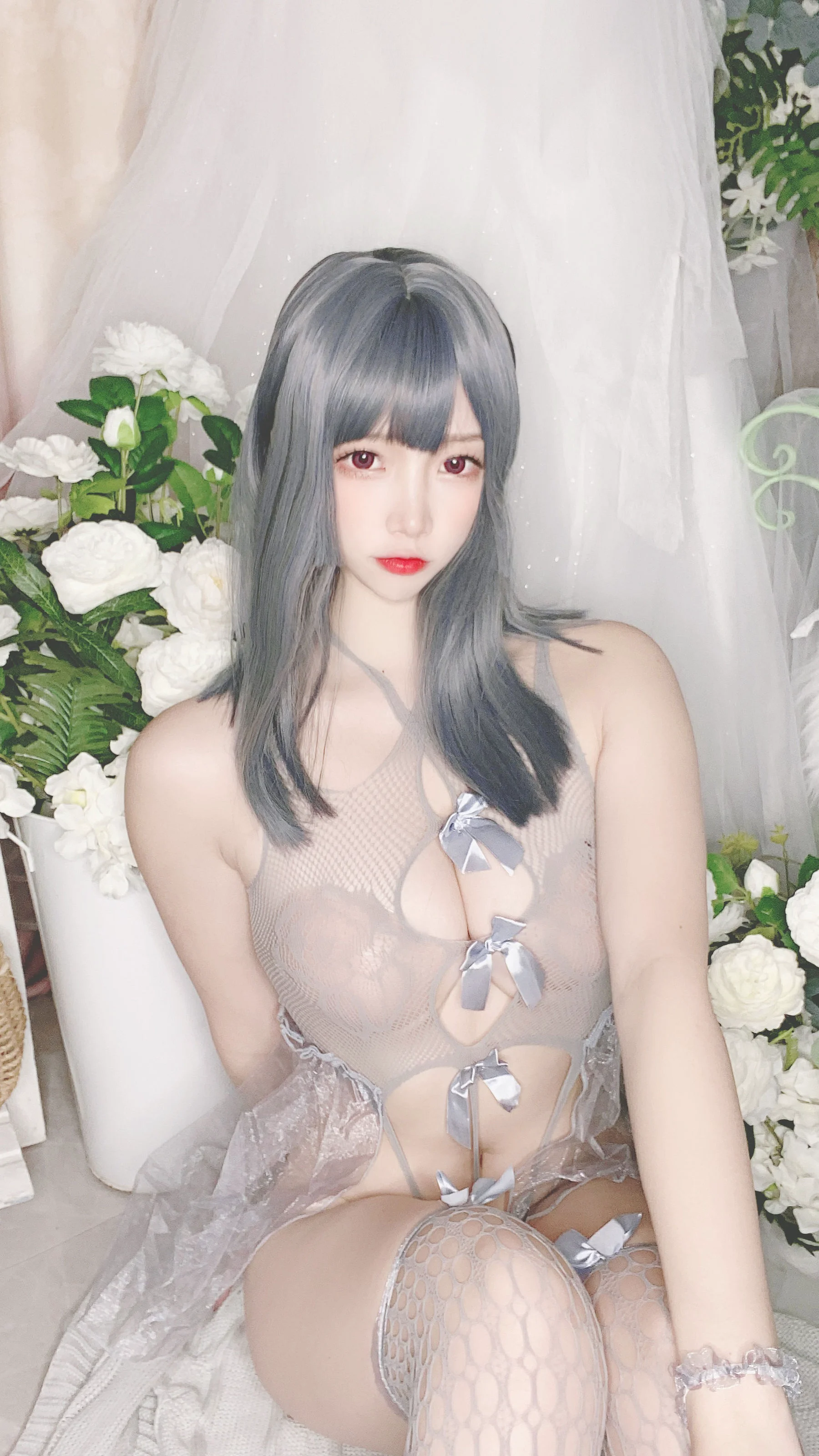 [Cosplay] 人气Coser二佐Nisa – 蓝色网状比基尼 - 爱照片