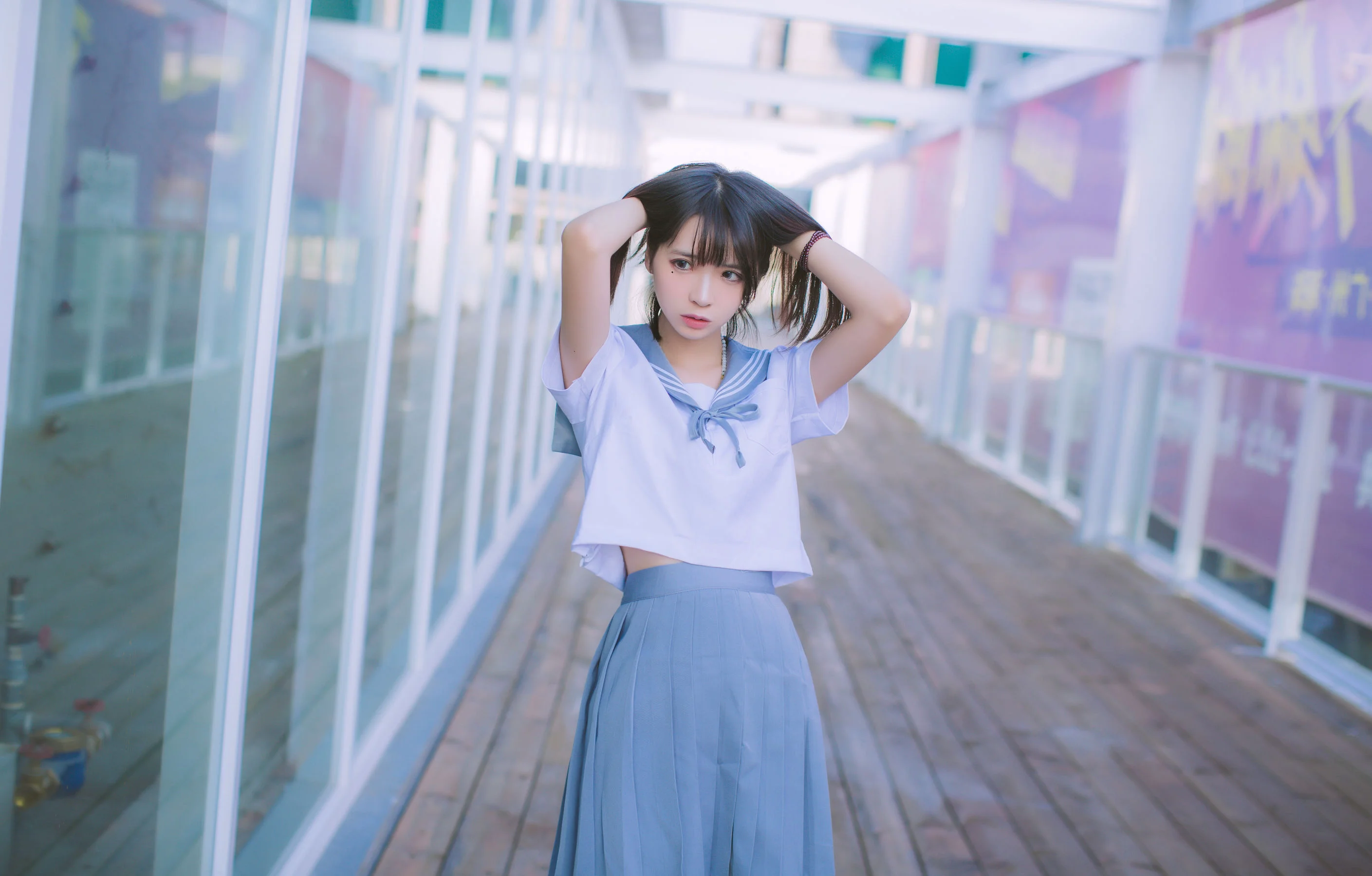 疯猫ss 《海边蓝白水手服》 写真集 - 爱照片