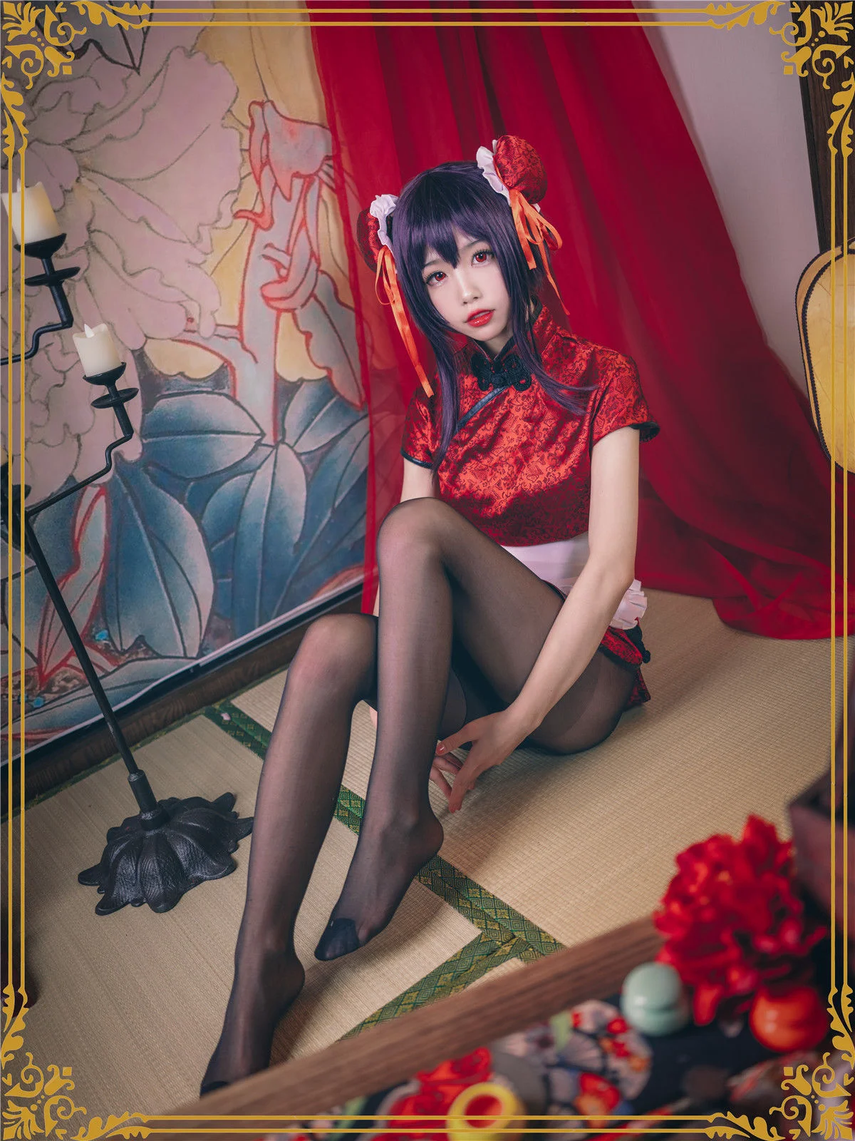 [网红COS] 淼aqua 《霞之丘诗羽 旗袍》 写真集 - 爱照片