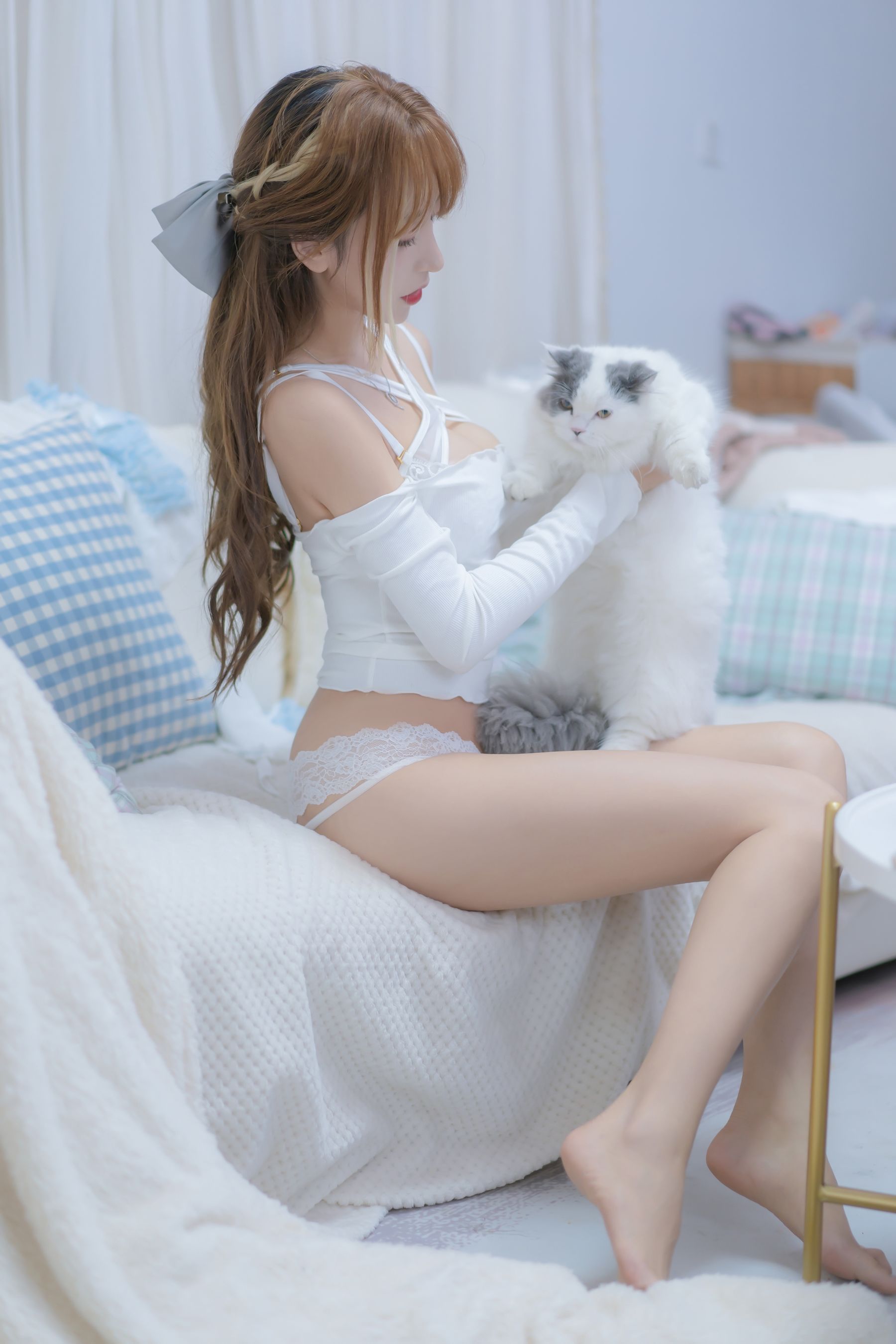 斗鱼米线线sama – 我和猫 写真套图 - 爱照片